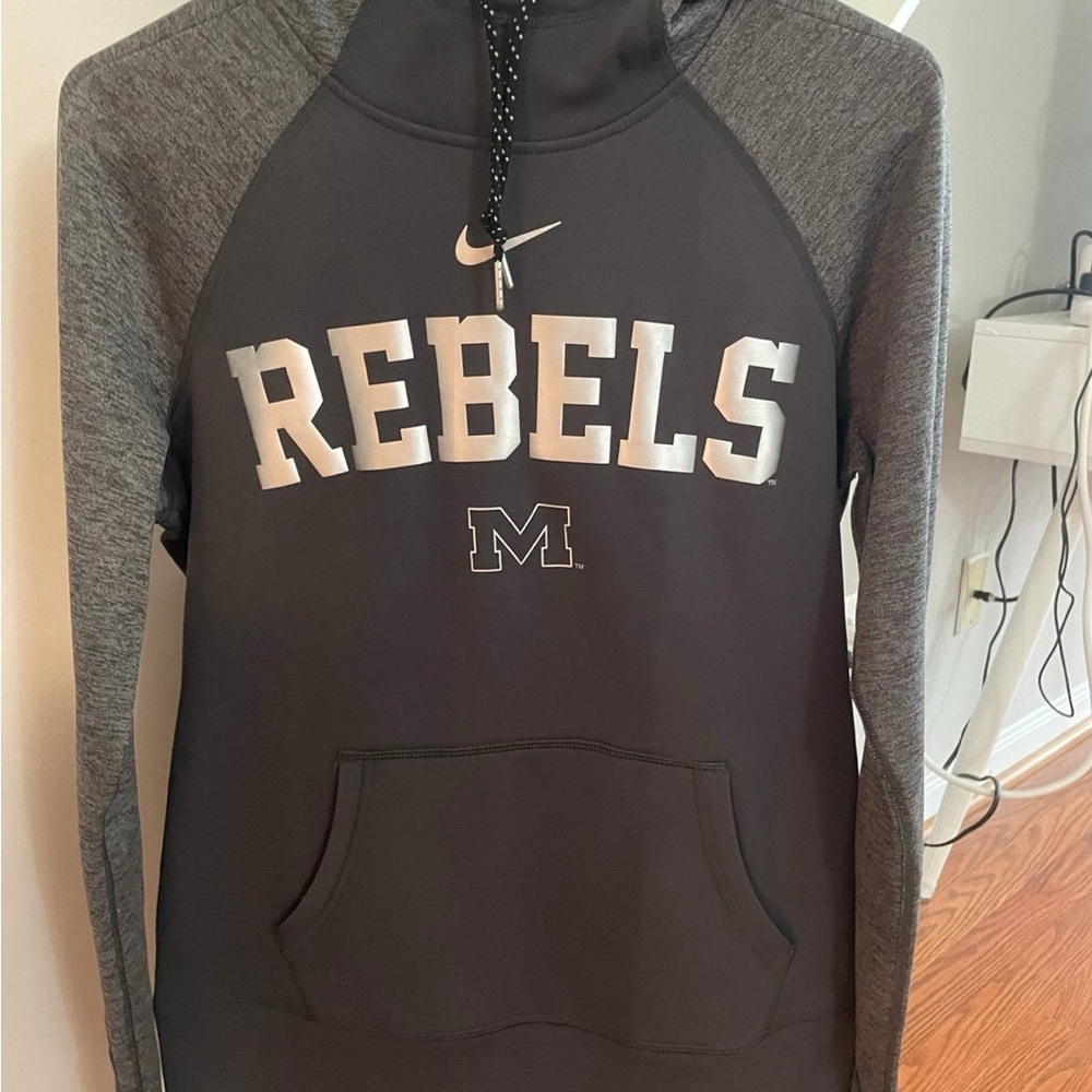 Nike Ole Miss Rebels Gray Dri-for sweatshirt Hoodie